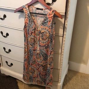 Ariella orange Blue and black dress size small.